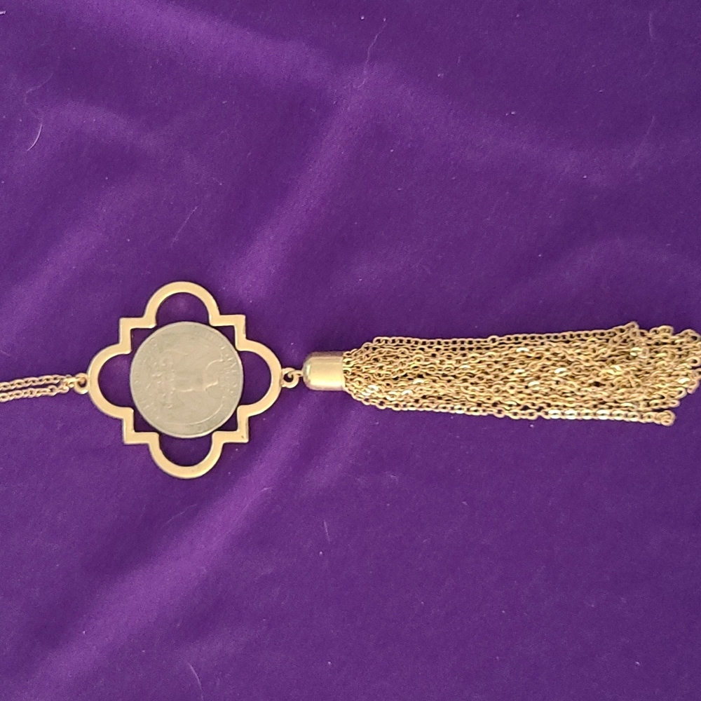 Long Necklace Clover Pendant Earring Set Gold   Jewelry Accessories Brand New - Picture 3 of 4